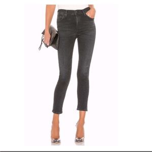 Citizens of Humanity Mid Rise Rocket Crop skinny jeans sz 32 Black wash
